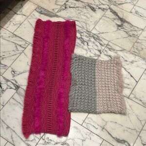 Bundle infinity scarfs 1 pink 1 gray and light tan ivory Knit  Shiraleah
